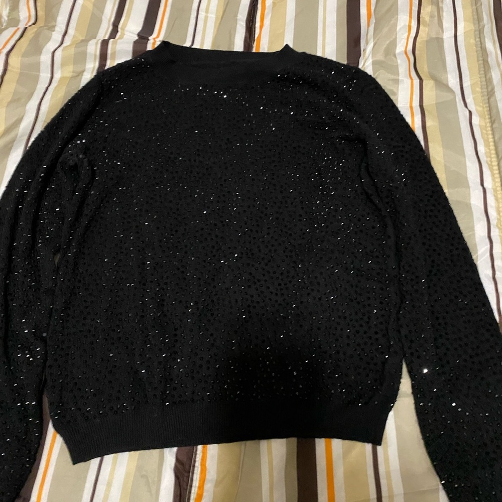 Alice and Olivia wool sweater with blinged rhinestones